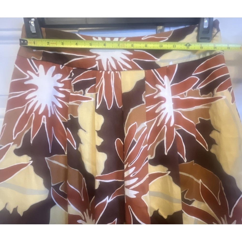 Vintage Merona Retro Tropical Floral A-Line Skirt Brown Rust Yellow Cotton 2 - Picture 5 of 8